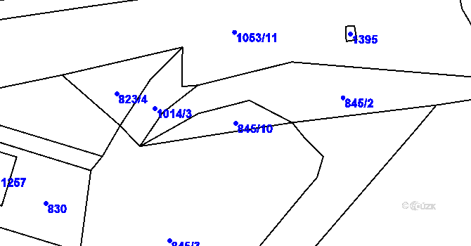 Parcela st. 845/10 v KÚ Háje u Chebu, Katastrální mapa