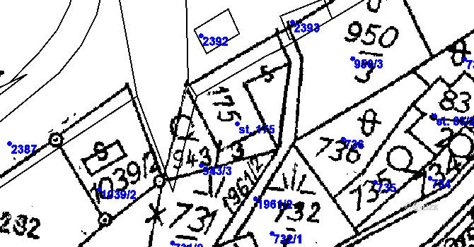 Parcela st. 175 v KÚ Dolní Sytová, Katastrální mapa