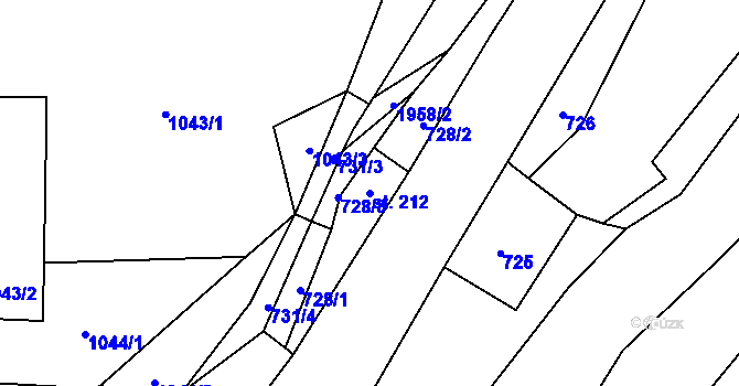 Parcela st. 212 v KÚ Dolní Sytová, Katastrální mapa