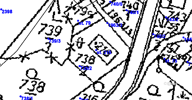 Parcela st. 216 v KÚ Dolní Sytová, Katastrální mapa