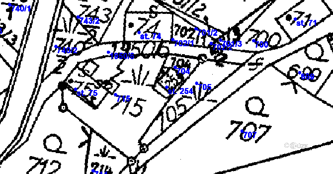 Parcela st. 254 v KÚ Dolní Sytová, Katastrální mapa