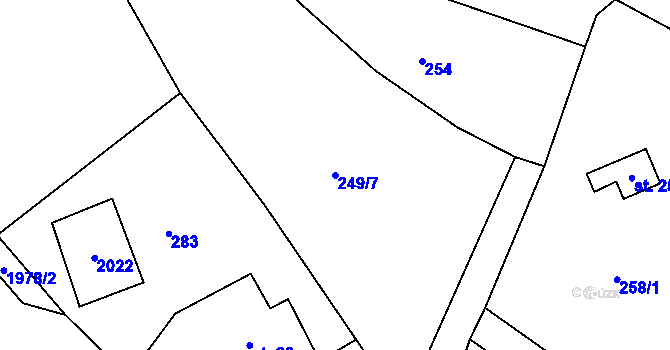Parcela st. 249/7 v KÚ Dolní Sytová, Katastrální mapa