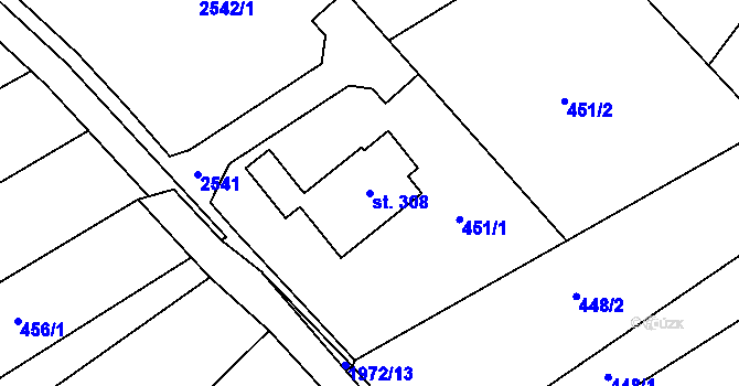 Parcela st. 308 v KÚ Dolní Sytová, Katastrální mapa