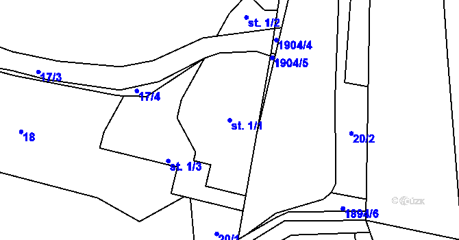 Parcela st. 1/1 v KÚ Rybnice, Katastrální mapa