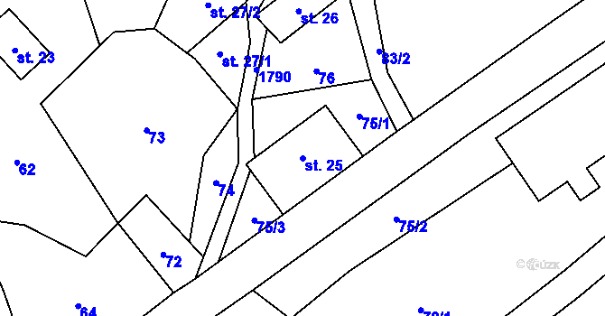 Parcela st. 25 v KÚ Rybnice, Katastrální mapa