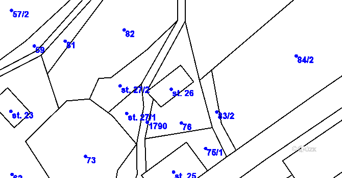 Parcela st. 26 v KÚ Rybnice, Katastrální mapa