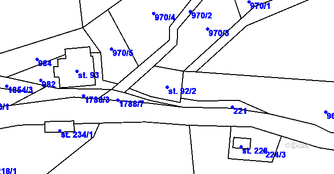 Parcela st. 92/2 v KÚ Rybnice, Katastrální mapa