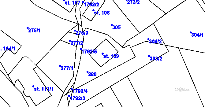 Parcela st. 109 v KÚ Rybnice, Katastrální mapa