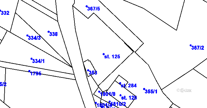 Parcela st. 125 v KÚ Rybnice, Katastrální mapa