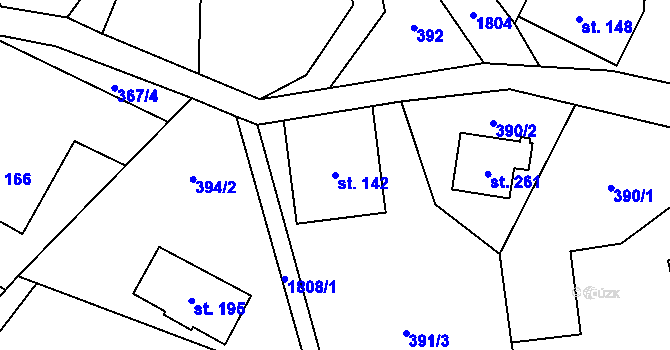 Parcela st. 142 v KÚ Rybnice, Katastrální mapa