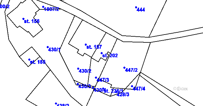 Parcela st. 202 v KÚ Rybnice, Katastrální mapa