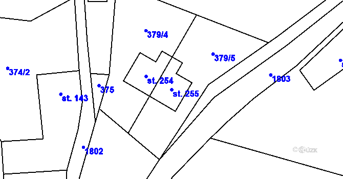 Parcela st. 255 v KÚ Rybnice, Katastrální mapa