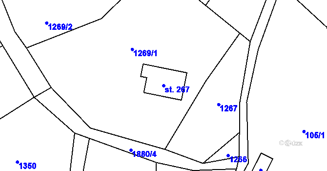 Parcela st. 267 v KÚ Rybnice, Katastrální mapa