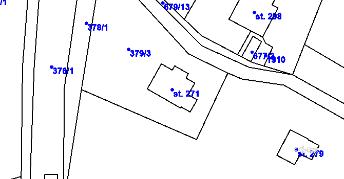 Parcela st. 271 v KÚ Rybnice, Katastrální mapa