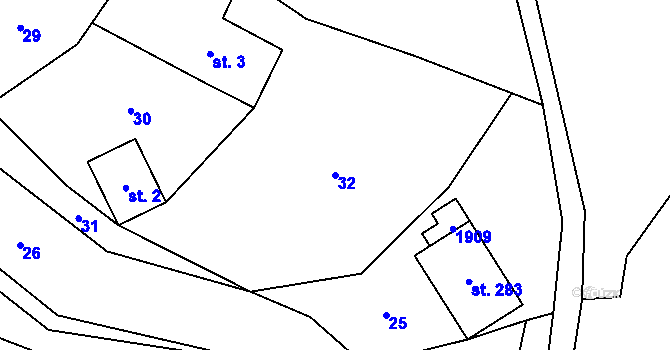 Parcela st. 32 v KÚ Rybnice, Katastrální mapa