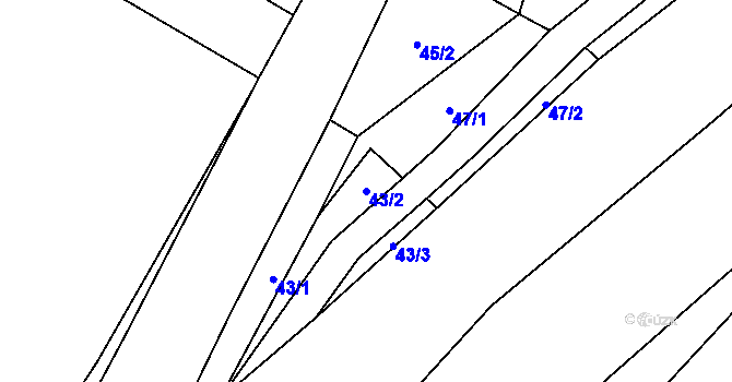 Parcela st. 43/2 v KÚ Rybnice, Katastrální mapa