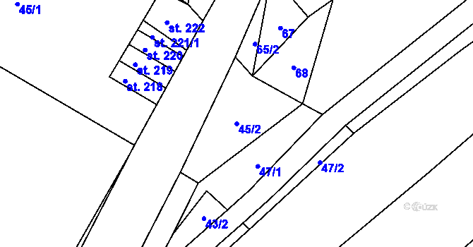 Parcela st. 45/2 v KÚ Rybnice, Katastrální mapa