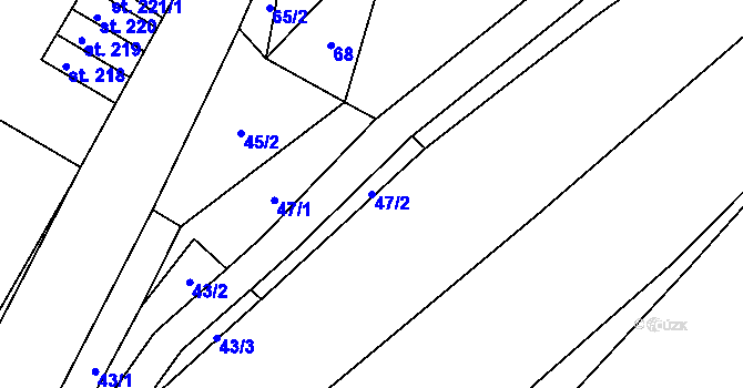 Parcela st. 47/2 v KÚ Rybnice, Katastrální mapa