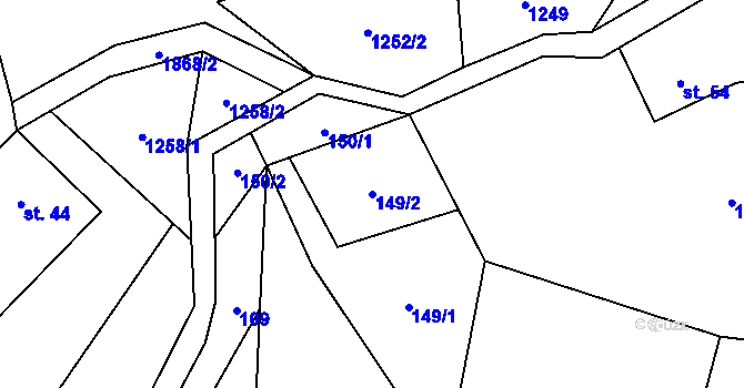 Parcela st. 149/2 v KÚ Rybnice, Katastrální mapa