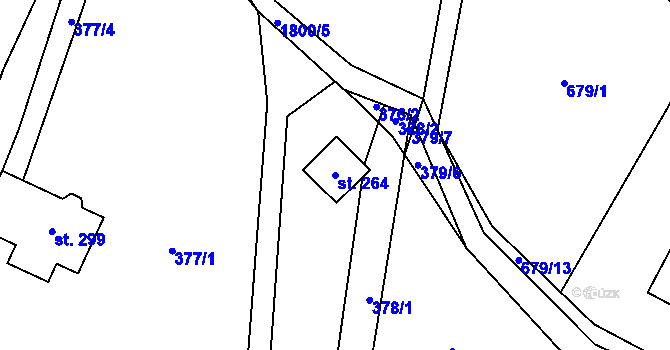 Parcela st. 264 v KÚ Rybnice, Katastrální mapa