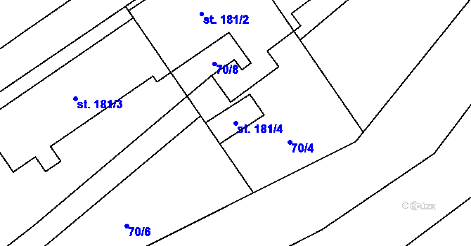 Parcela st. 181/4 v KÚ Rybnice, Katastrální mapa