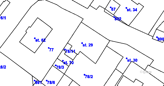 Parcela st. 29 v KÚ Hájek u Všerub, Katastrální mapa