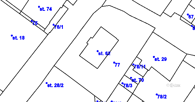 Parcela st. 62 v KÚ Hájek u Všerub, Katastrální mapa