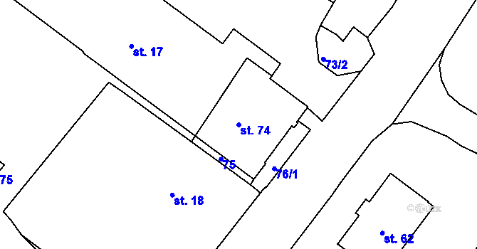 Parcela st. 74 v KÚ Hájek u Všerub, Katastrální mapa
