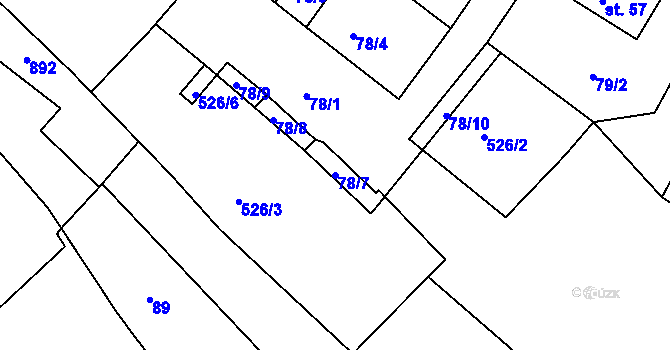 Parcela st. 78/7 v KÚ Hájek u Všerub, Katastrální mapa