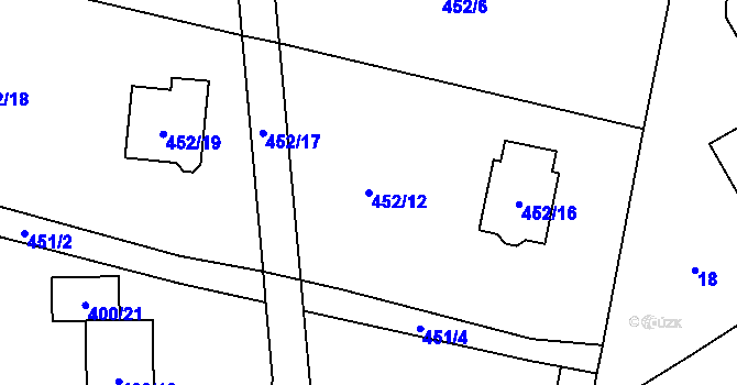 Parcela st. 452/12 v KÚ Hájek u Ostrova, Katastrální mapa