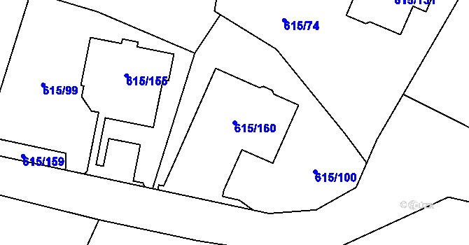 Parcela st. 615/160 v KÚ Hájek u Ostrova, Katastrální mapa