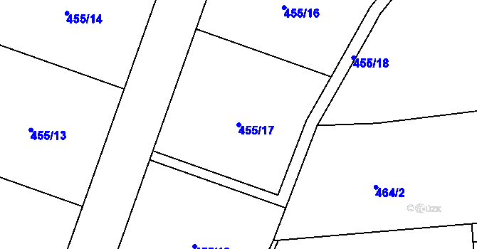 Parcela st. 455/17 v KÚ Hájek u Ostrova, Katastrální mapa