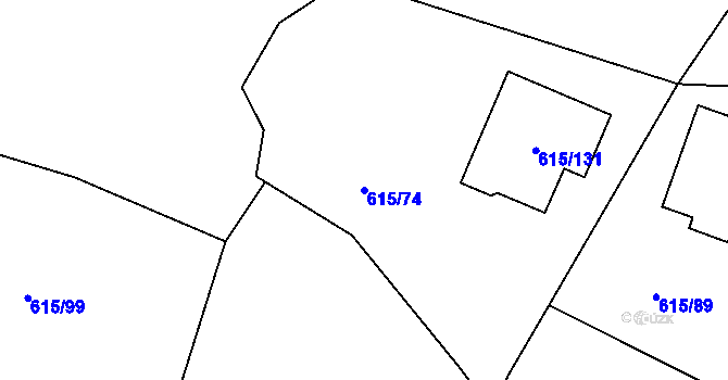 Parcela st. 615/74 v KÚ Hájek u Ostrova, Katastrální mapa