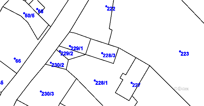 Parcela st. 228/3 v KÚ Hájek u Ostrova, Katastrální mapa
