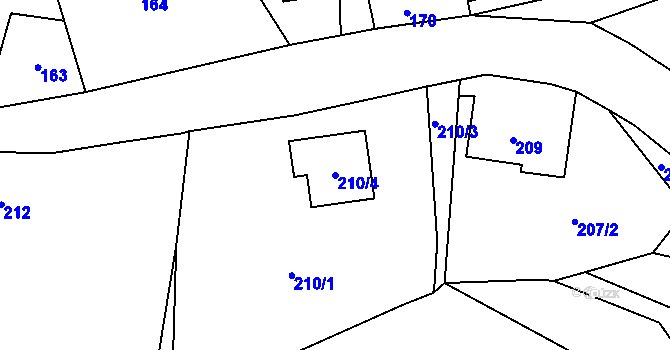 Parcela st. 210/4 v KÚ Hájek u Ostrova, Katastrální mapa