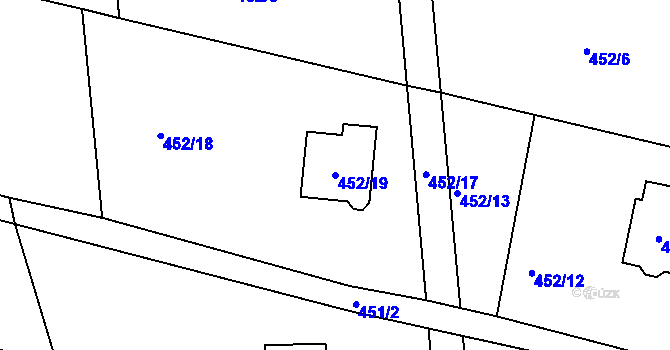 Parcela st. 452/19 v KÚ Hájek u Ostrova, Katastrální mapa