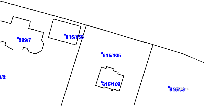 Parcela st. 615/105 v KÚ Hájek u Ostrova, Katastrální mapa