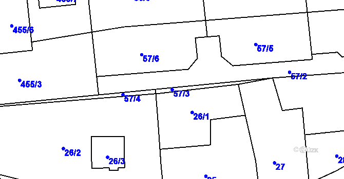 Parcela st. 57/3 v KÚ Hájek u Ostrova, Katastrální mapa