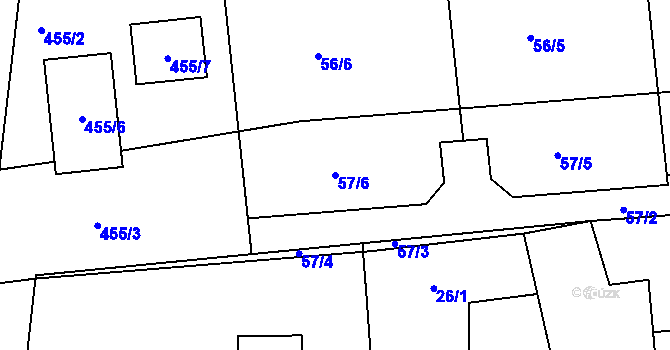 Parcela st. 57/6 v KÚ Hájek u Ostrova, Katastrální mapa