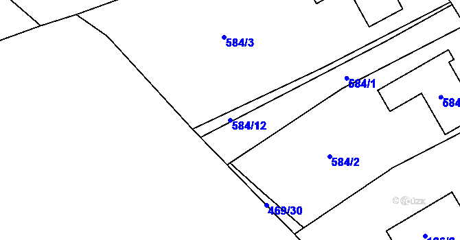 Parcela st. 584/12 v KÚ Hájek u Ostrova, Katastrální mapa