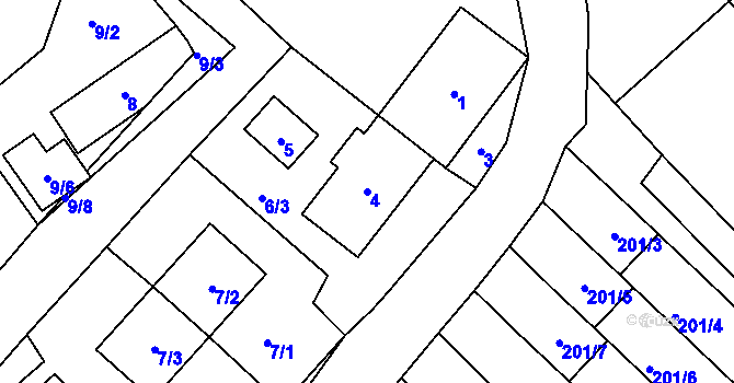 Parcela st. 4 v KÚ Hájek u Ostrova, Katastrální mapa