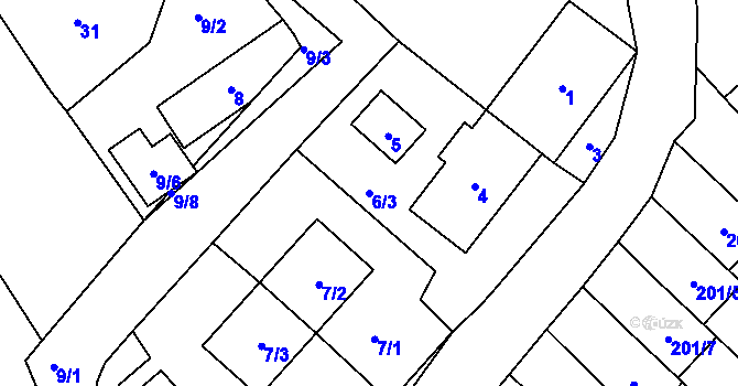 Parcela st. 6/3 v KÚ Hájek u Ostrova, Katastrální mapa