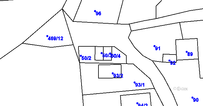 Parcela st. 50/3 v KÚ Hájek u Ostrova, Katastrální mapa