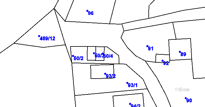 Parcela st. 50/4 v KÚ Hájek u Ostrova, Katastrální mapa