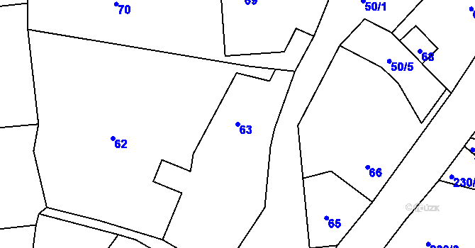 Parcela st. 63 v KÚ Hájek u Ostrova, Katastrální mapa