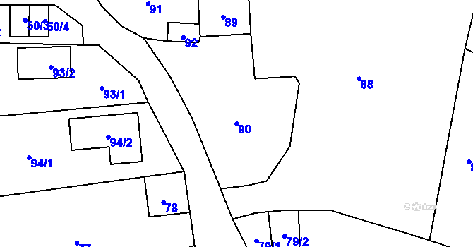 Parcela st. 90 v KÚ Hájek u Ostrova, Katastrální mapa