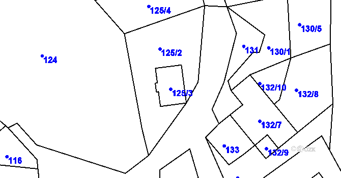 Parcela st. 125/3 v KÚ Hájek u Ostrova, Katastrální mapa