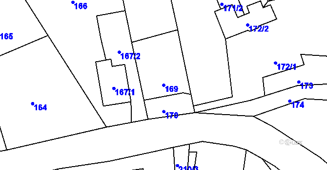 Parcela st. 169 v KÚ Hájek u Ostrova, Katastrální mapa