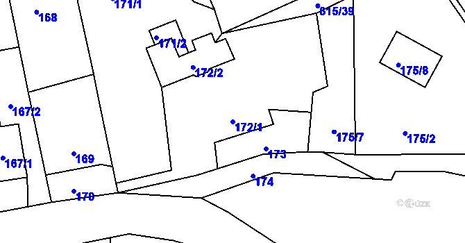 Parcela st. 172/1 v KÚ Hájek u Ostrova, Katastrální mapa