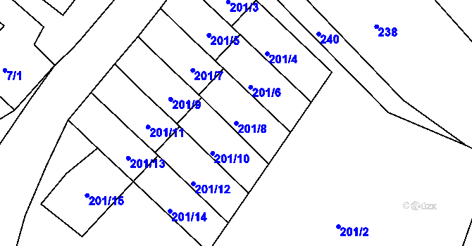 Parcela st. 201/8 v KÚ Hájek u Ostrova, Katastrální mapa